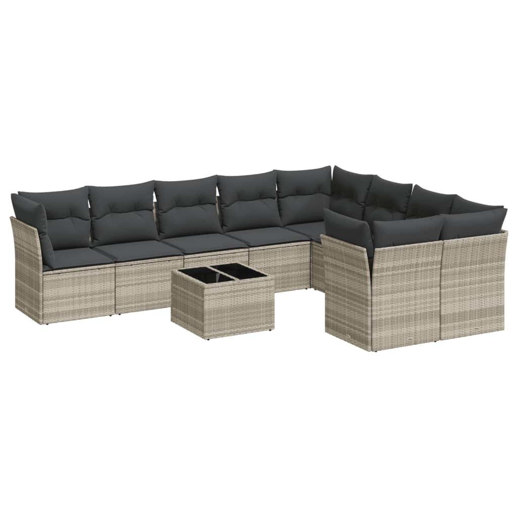 Voir la diapositive 2 : VIDAXL Salon de jardin avec coussins 10 pcs gris clair resine tressee