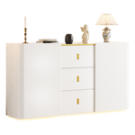 MERAX Buffet 2 porte(s) 3 tiroir(s) - 150 cm blanc led panneau de particules