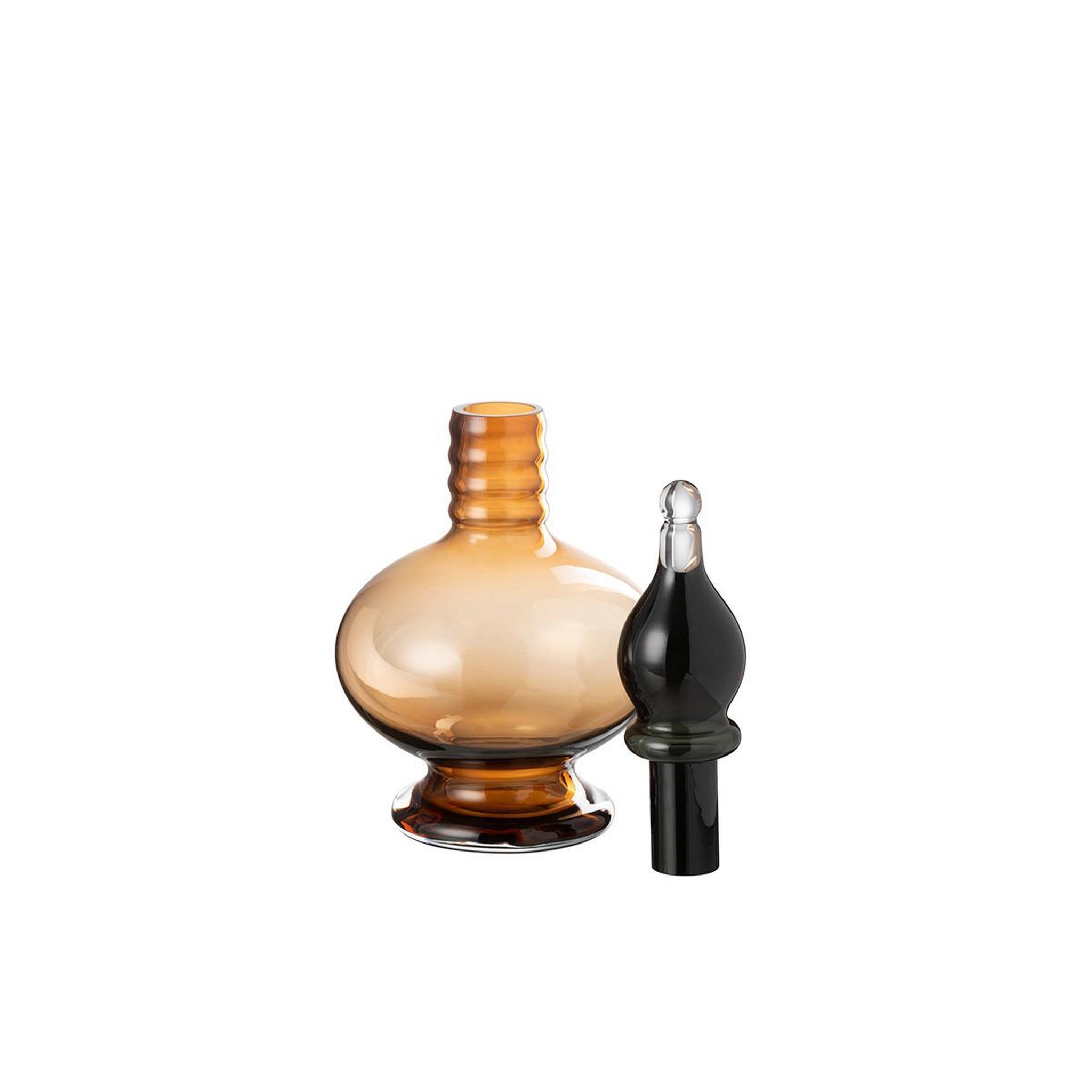 Voir la diapositive 2 : J-LINE Vase bouchon fiole en verre  jo  38cm marron