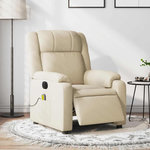 VIDAXL Fauteuil inclinable de massage electrique creme tissu