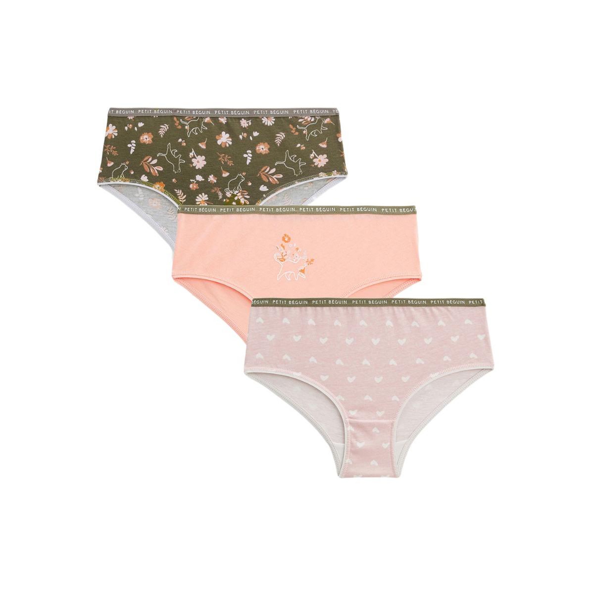 Voir la diapositive 1 : PETIT BEGUIN Lot de 3 culottes fille cat