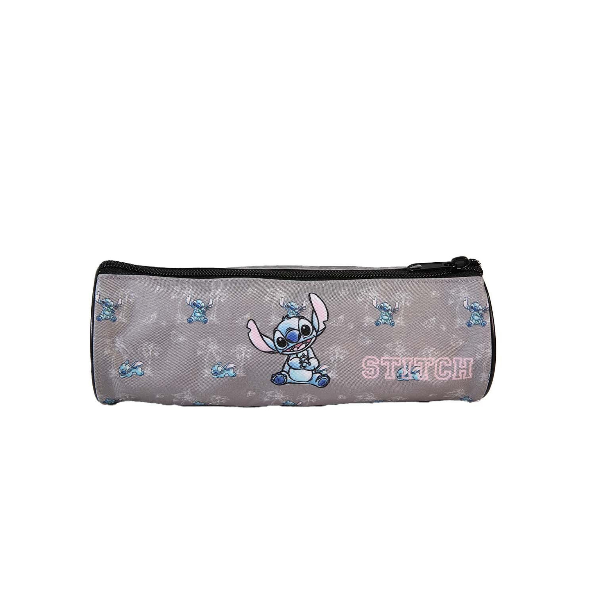 Bagtrotter Stitch- Trousse scolaire ronde - Gris - 1 compartiment