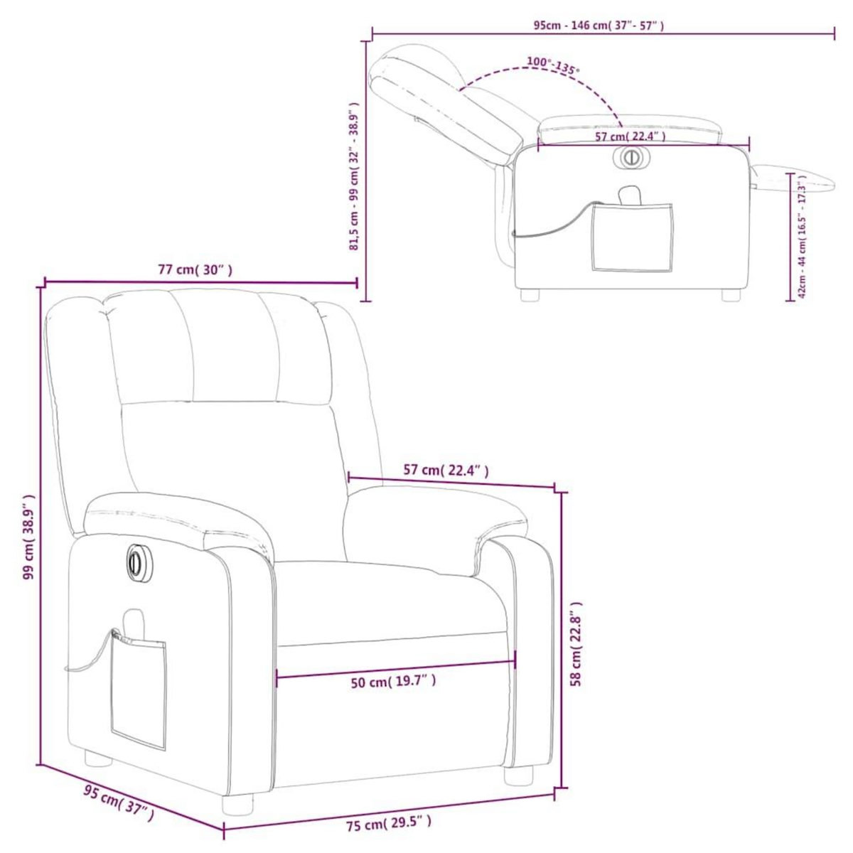 VIDAXL Fauteuil de massage inclinable electrique gris clair tissu