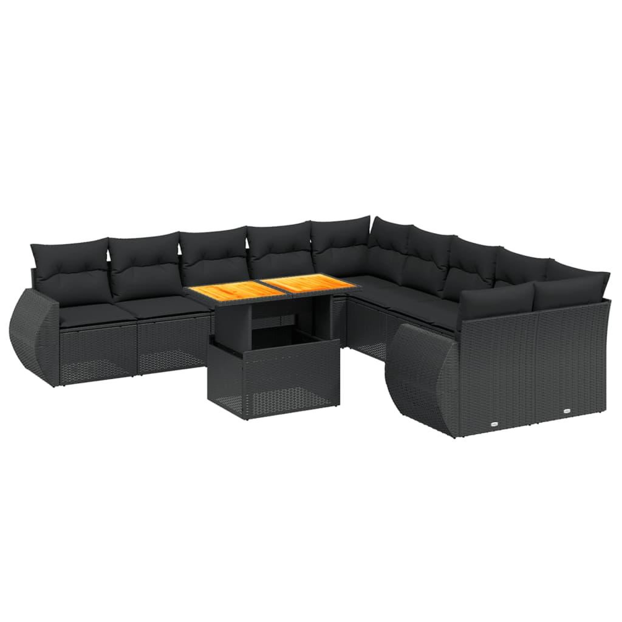Voir la diapositive 2 : VIDAXL Salon de jardin 11 pcs avec coussins noir resine tressee