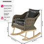 Voir la diapositive 6 : tectake Fauteuil à bascule en rotin tressage à l'aspect naturel avec cadre en aluminium marron naturel