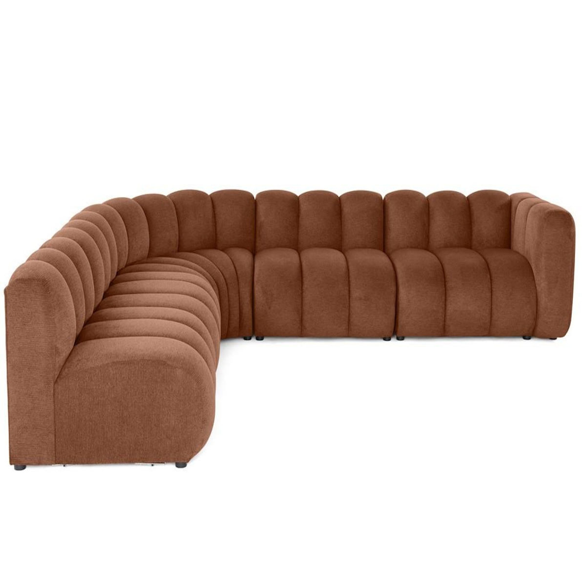 LISA DESIGN Debbie - canapé modulable d'angle gauche 5 places en tissu texturé