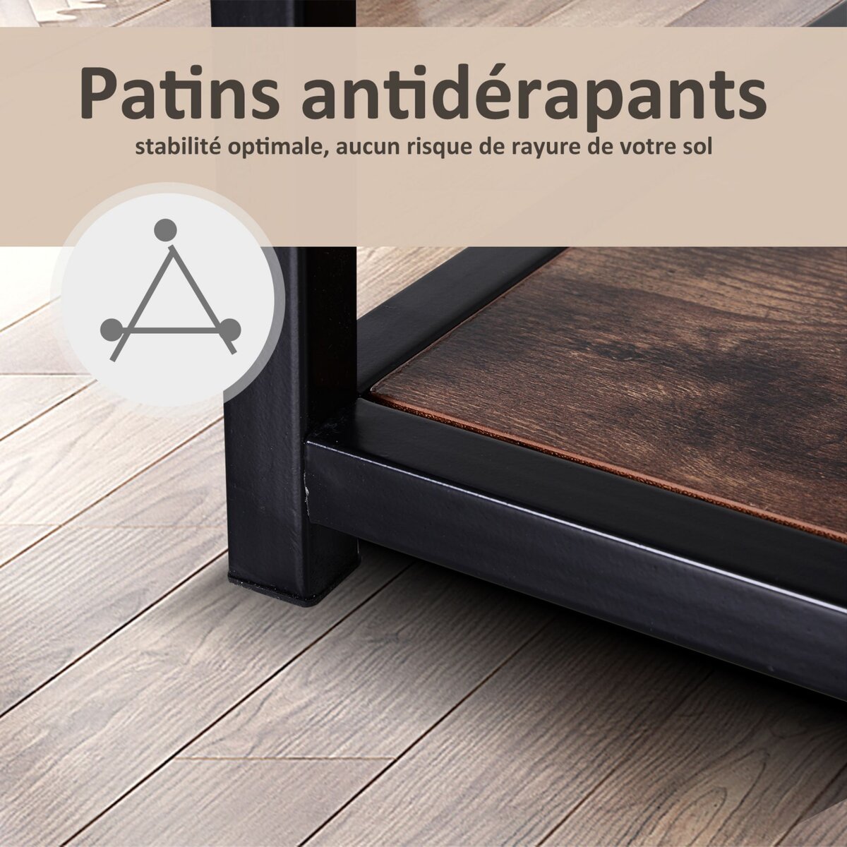 HOMCOM Meuble TV design industriel dim. 120L x 40l x 45H cm grand plateau 2 étagères panneaux particules coloris boisé métal noir