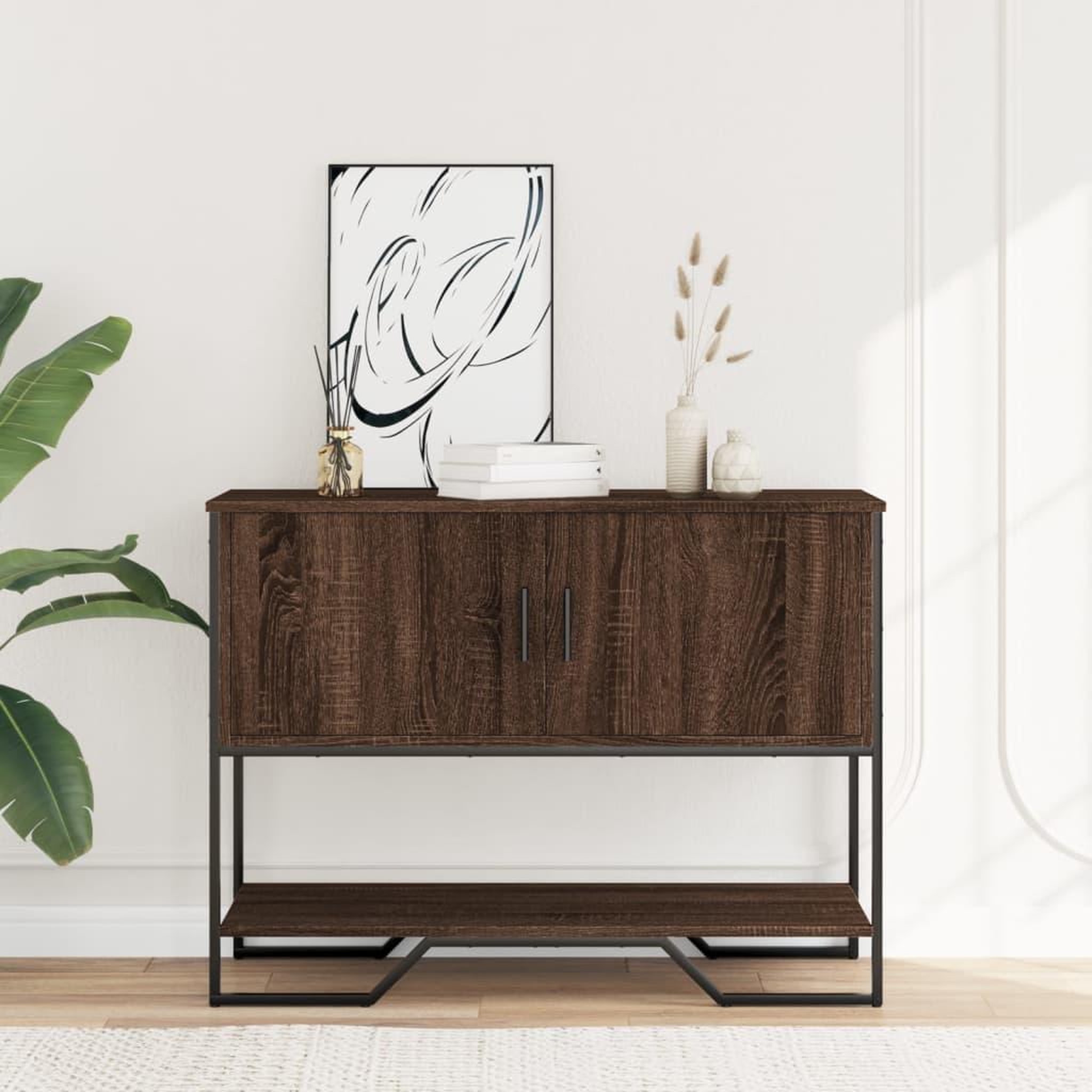 Voir la diapositive 2 : VIDAXL Table console chene marron 100x35x74,5 cm bois d'ingenierie