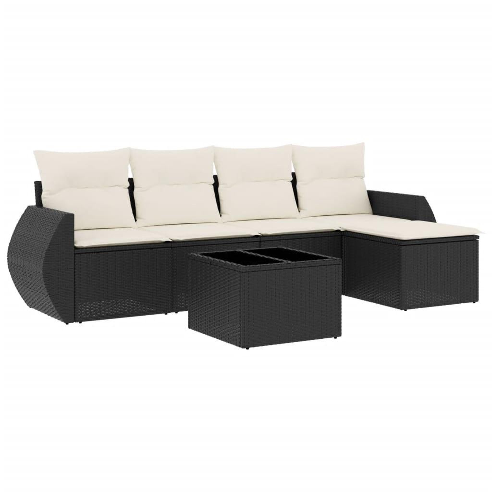Voir la diapositive 2 : VIDAXL Salon de jardin 6 pcs avec coussins noir resine tressee