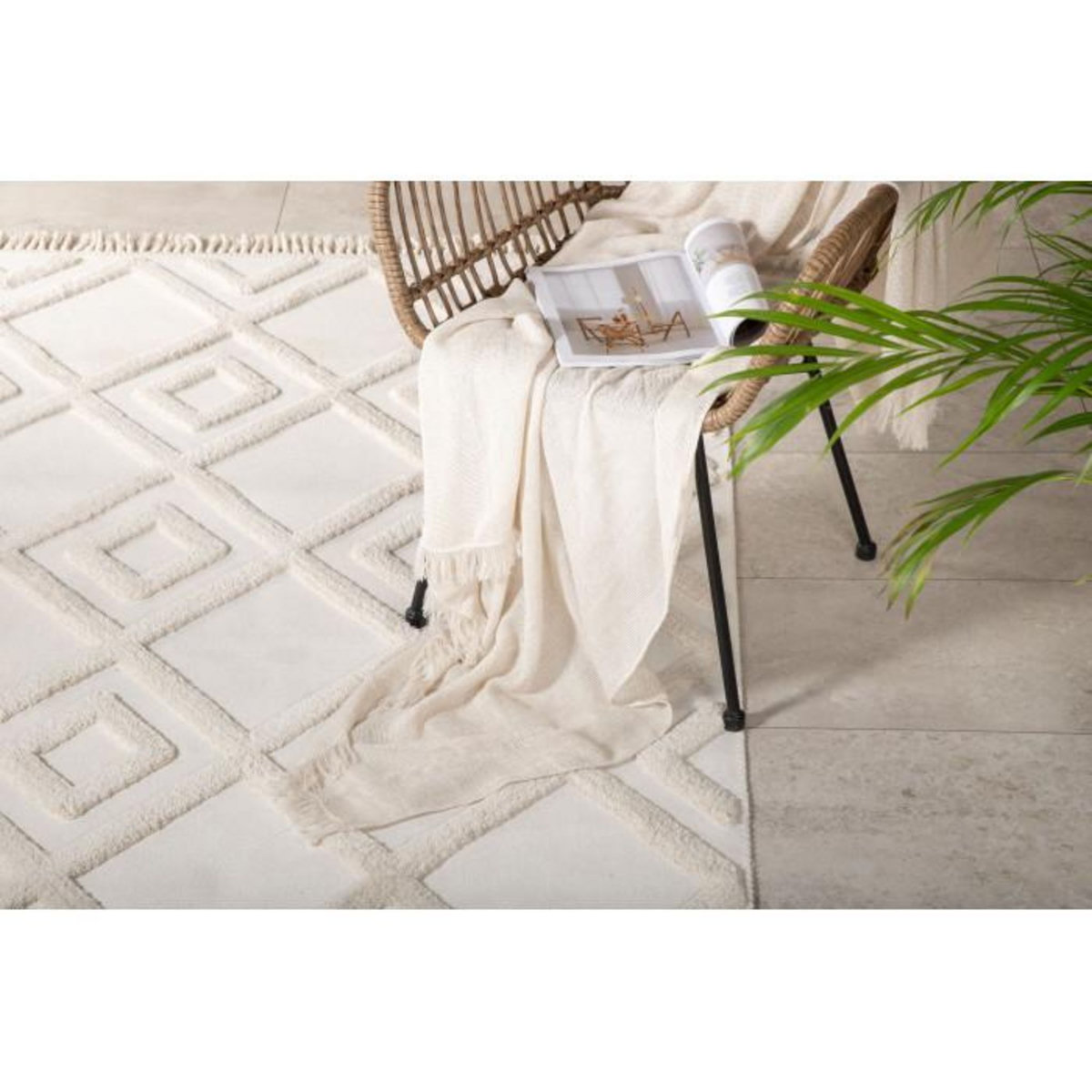 Paris Prix Tapis Design avec Franges  Towa  160x230cm Naturel