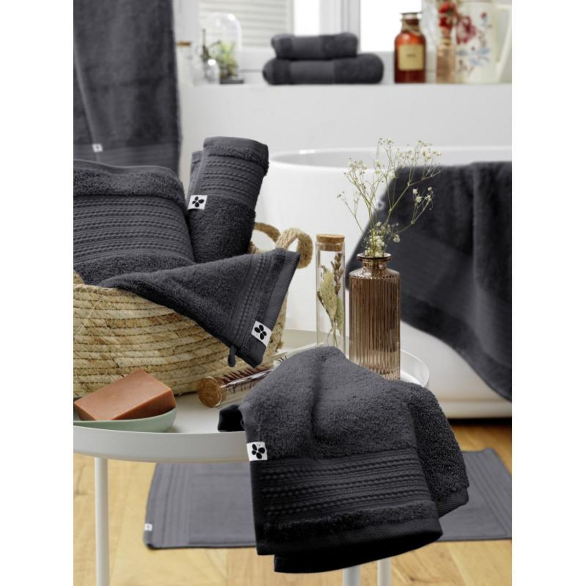 L EFFET PAPILLON Lot de 2 gants de toilette  Garance  15 x 21 cm / 100% Coton Bio / 600 gr/m² l'Effet Papillon -  - Lot de 2 Gants de toilette 15 x 21 cm