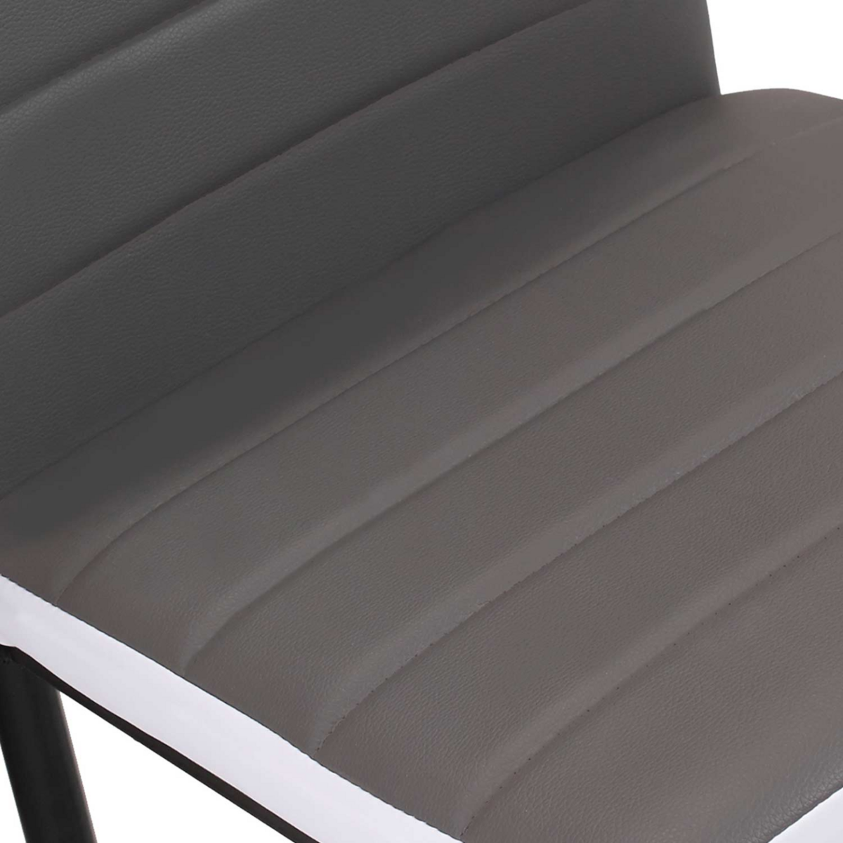 ID MARKET Lot de 6 chaises ROMANE grises bandeau blanc pour salle à manger