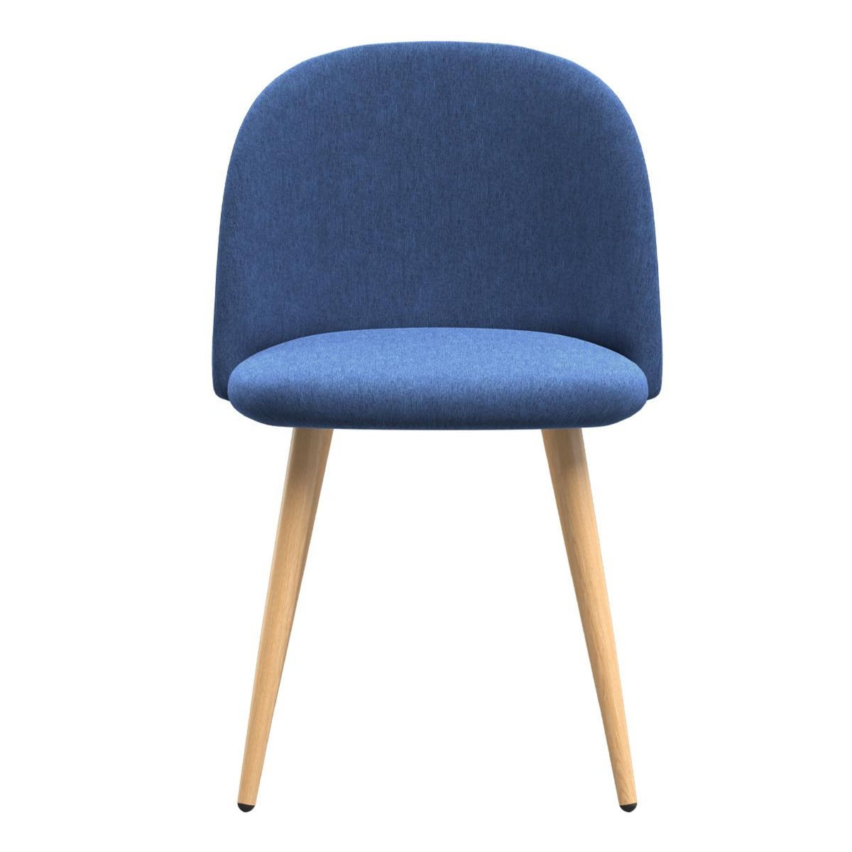 Rendez vous déco Lot de 2 chaises en tissu bleu et pieds en métal effet bois - Cozy