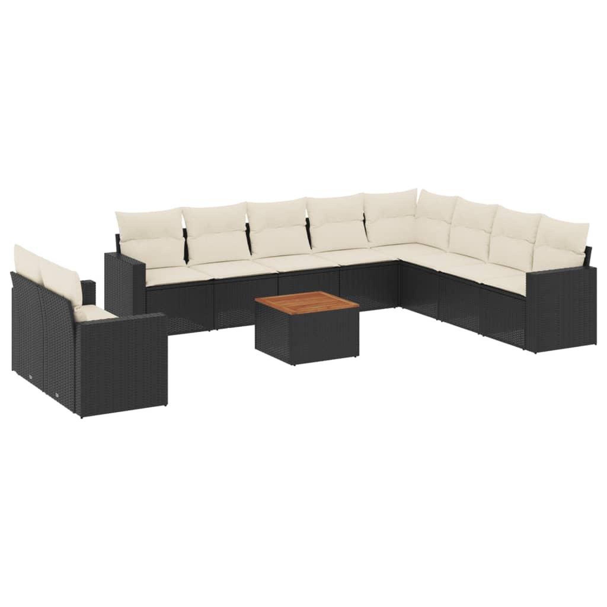 Voir la diapositive 2 : VIDAXL Salon de jardin 11 pcs avec coussins noir resine tressee