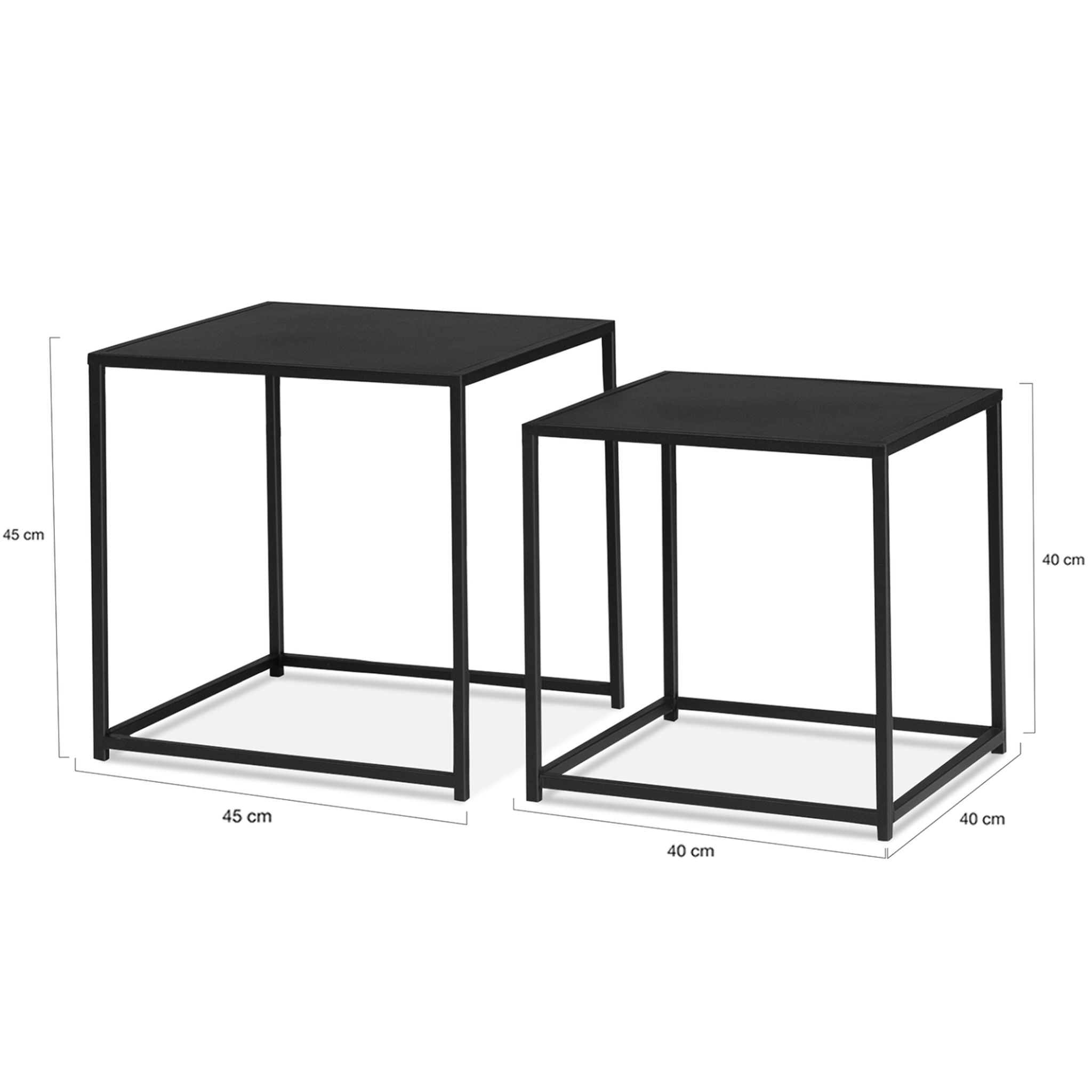 Voir la diapositive 6 : ID MARKET Lot de 2 tables basses gigognes davis 40/45 en métal noir mat design industriel
