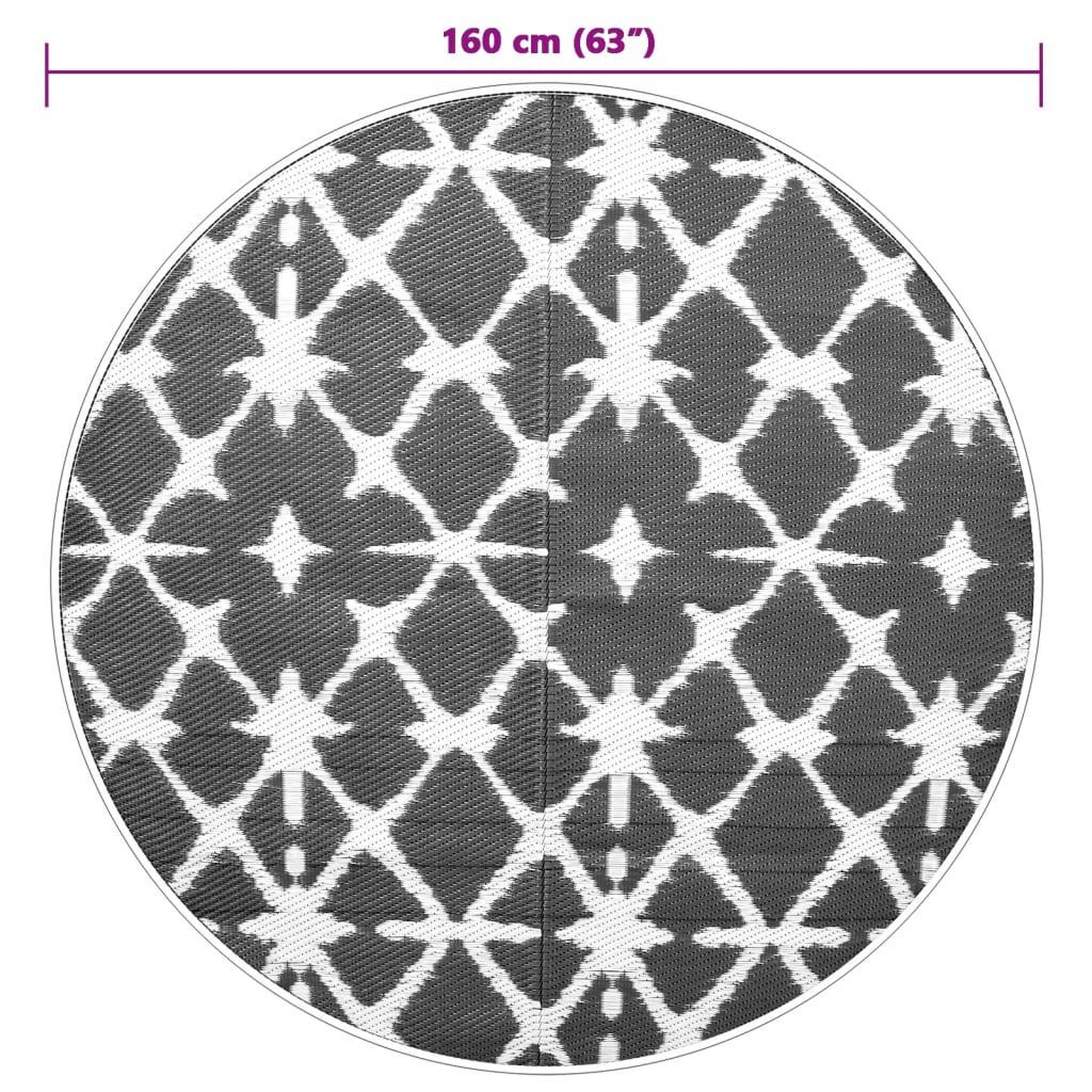 Voir la diapositive 6 : VIDAXL Tapis d'exterieur ARAKIL bleu et blanc Ø160 cm PP