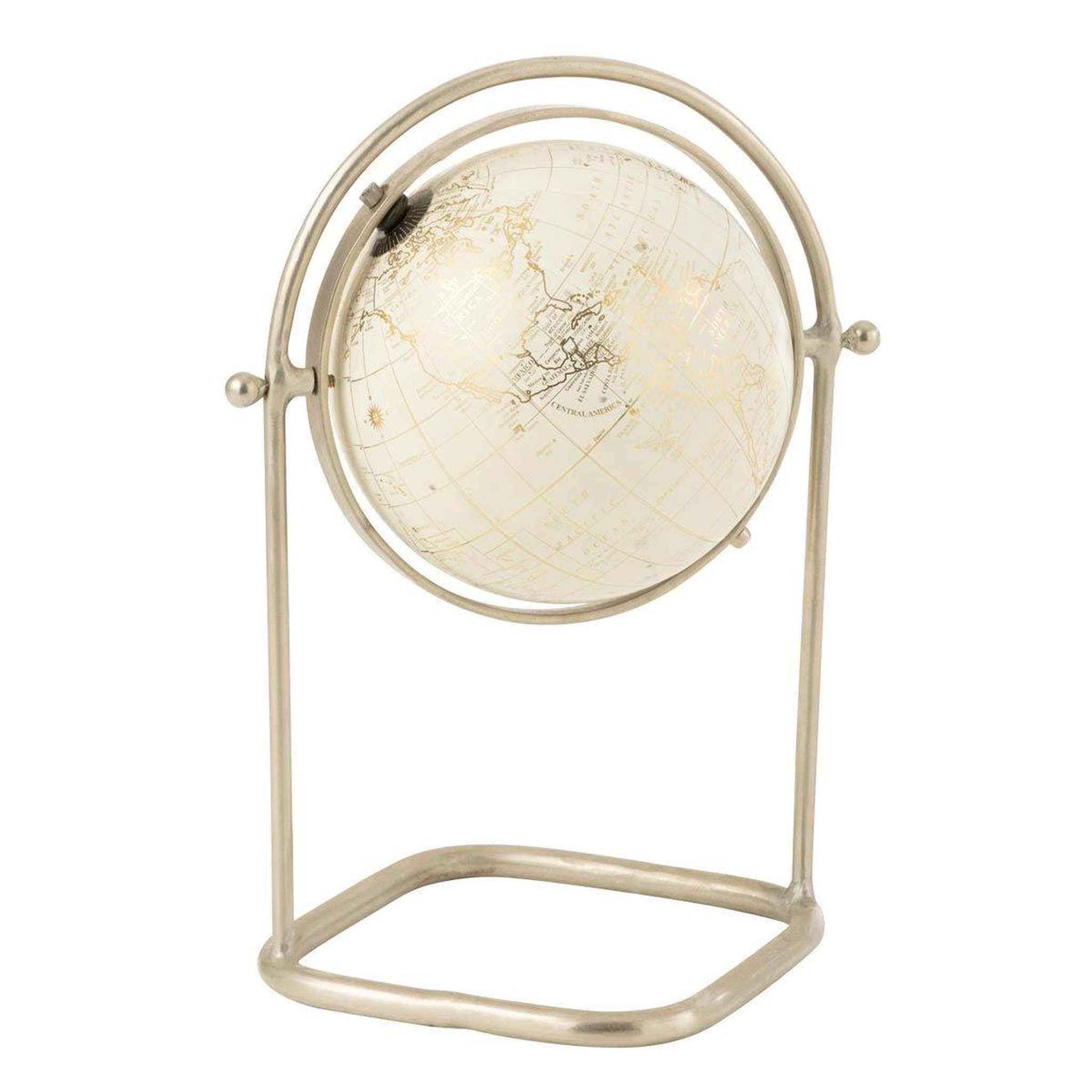 Voir la diapositive 1 : J-LINE Mappemonde sur pied en métal  design  40cm argent