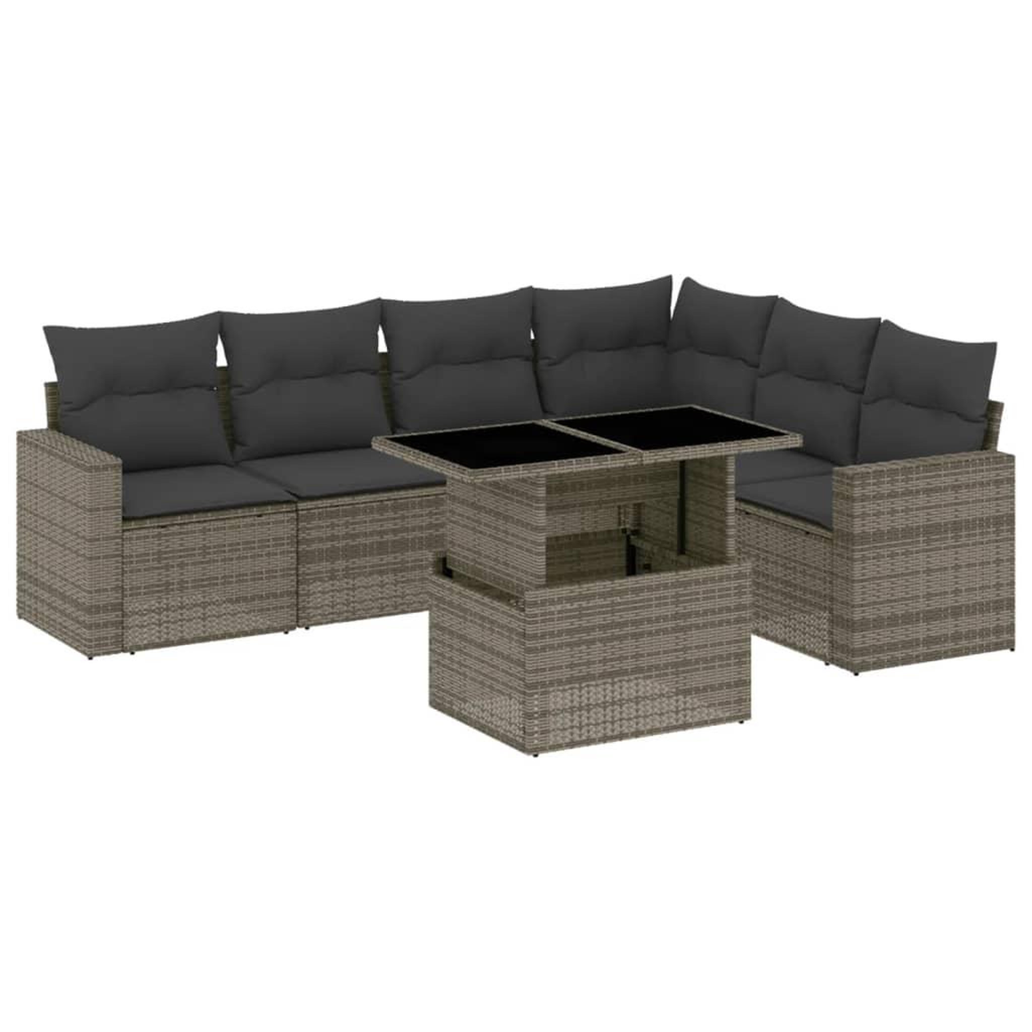 Voir la diapositive 2 : VIDAXL Salon de jardin avec coussins 7 pcs gris resine tressee