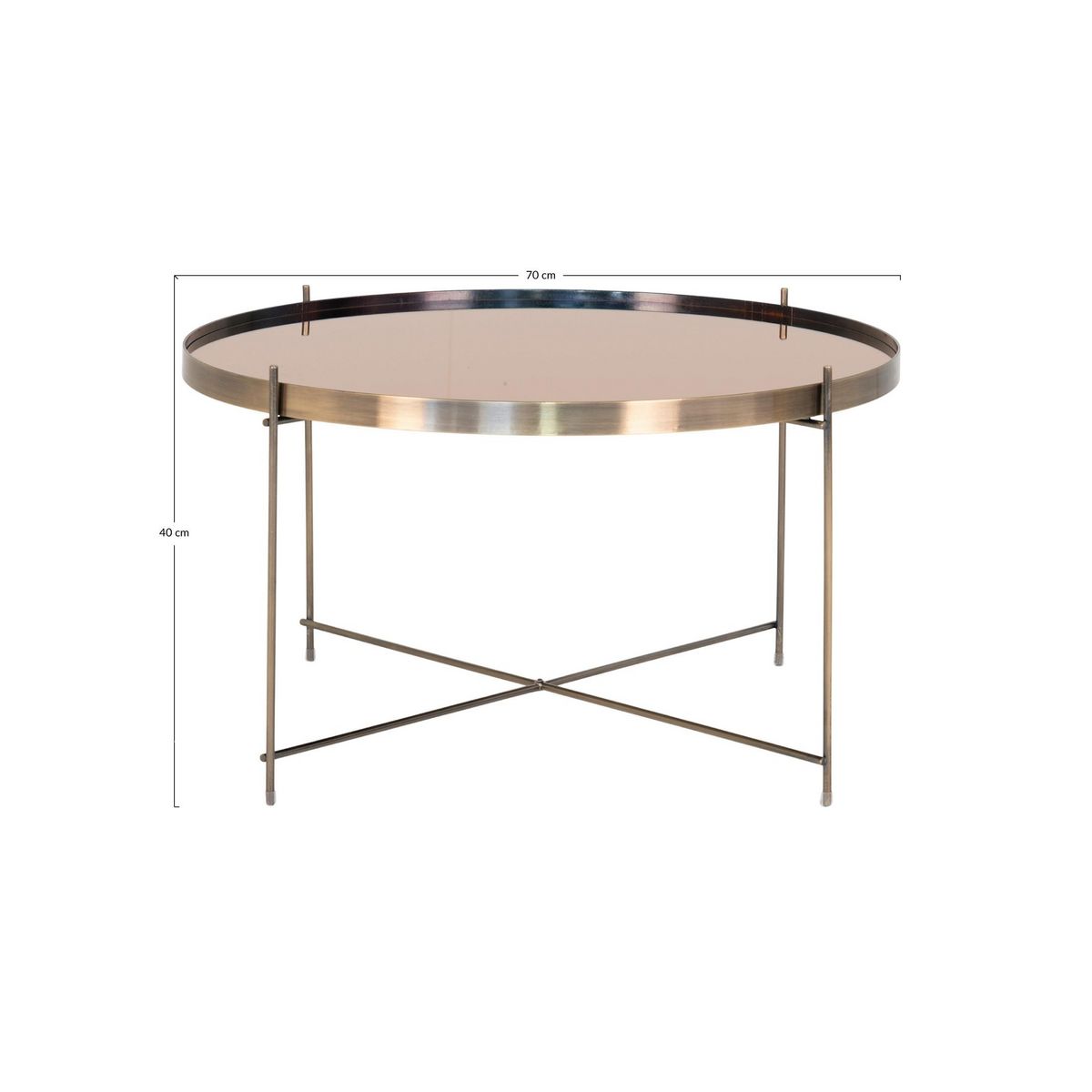 LISA DESIGN Glina - table basse ronde - métal et verre - 70 cm