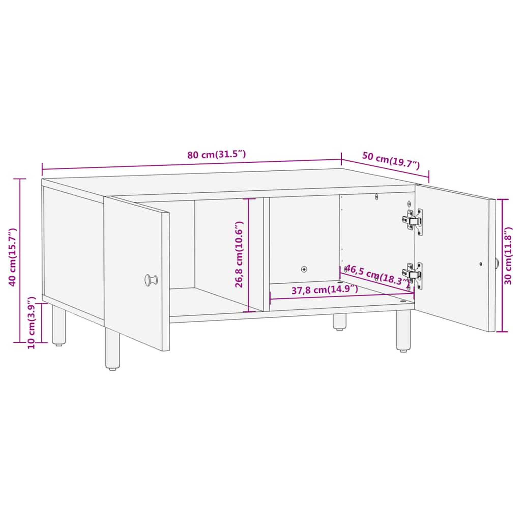 Voir la diapositive 6 : VIDAXL Table basse 80x50x40 cm bois massif d'acacia