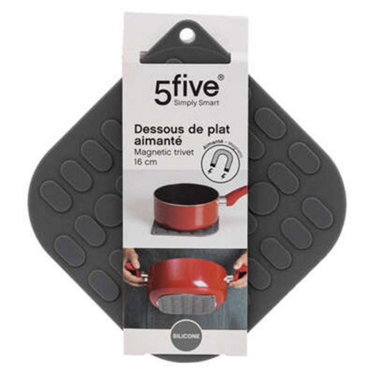 FIVE Dessous de Plat en Silicone  Aimanté  16cm Gris