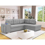 Voir la diapositive 2 : MARKET24 Canapé d'angle convertible réversible 4-5 places MITCHELL - Tissu Gris - Coffre de rangement - L 245 x P 205 x H 93 cm