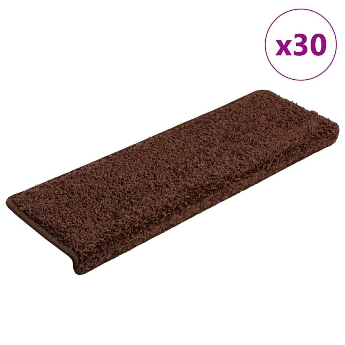 VIDAXL Tapis d'escalier 30 pcs 65x21x4 cm Marron