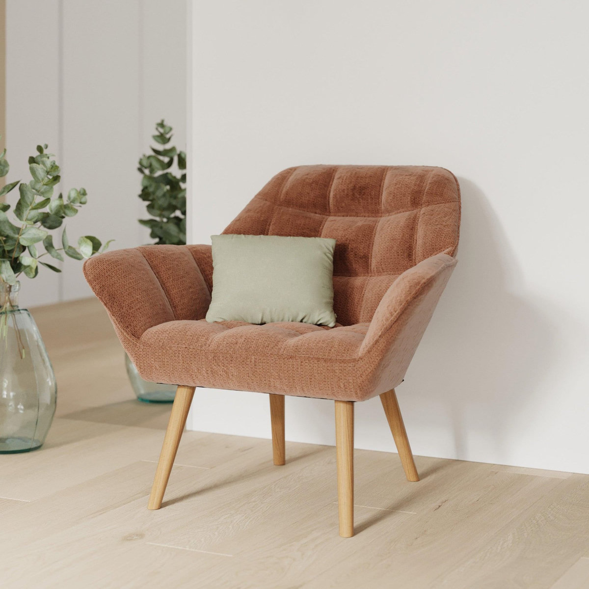 Rendez vous déco Fauteuil en tissu gris clair - Simba