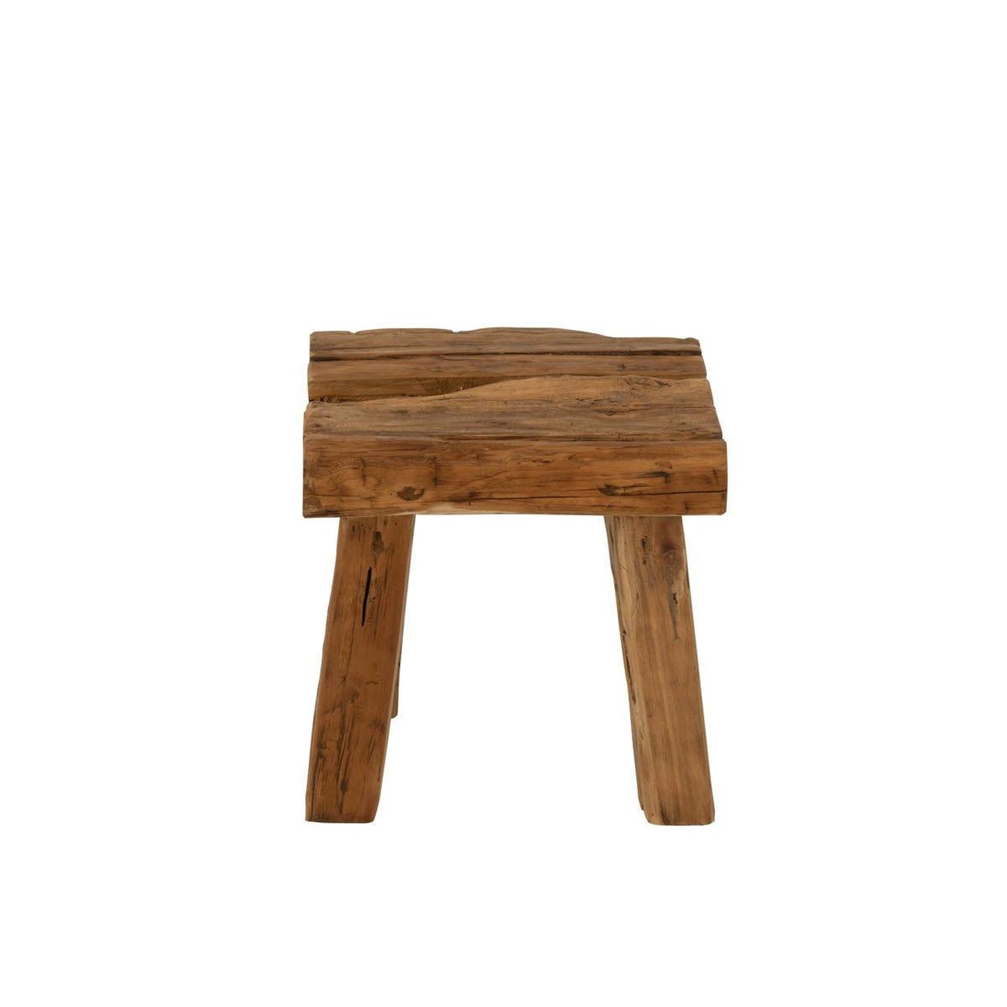 Voir la diapositive 3 : J-LINE Tabouret en bois de teck  rustique  35cm naturel