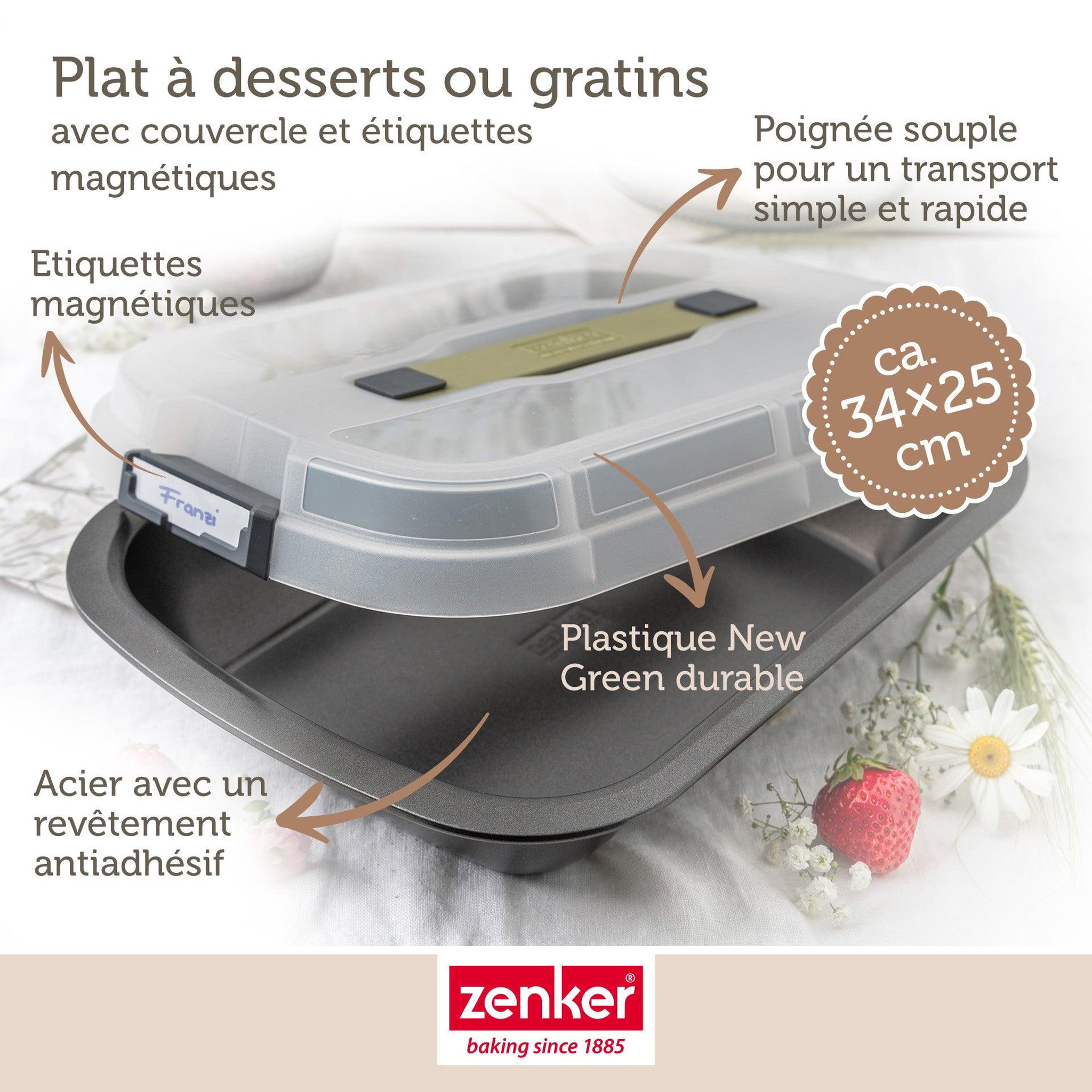 Voir la diapositive 3 : ZENKER Moule à gâteaux rectangulaire avec couvercle de transport 34 x 24 cm zenker bake click and go