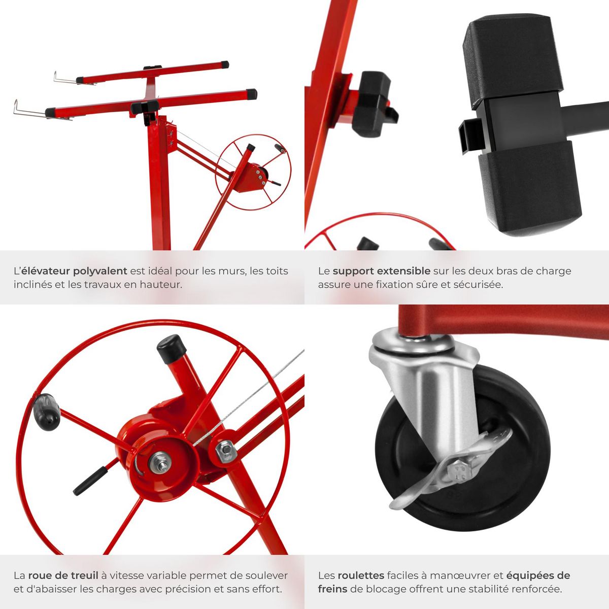 tectake Lève-plaque peut s'utiliser seul rouge