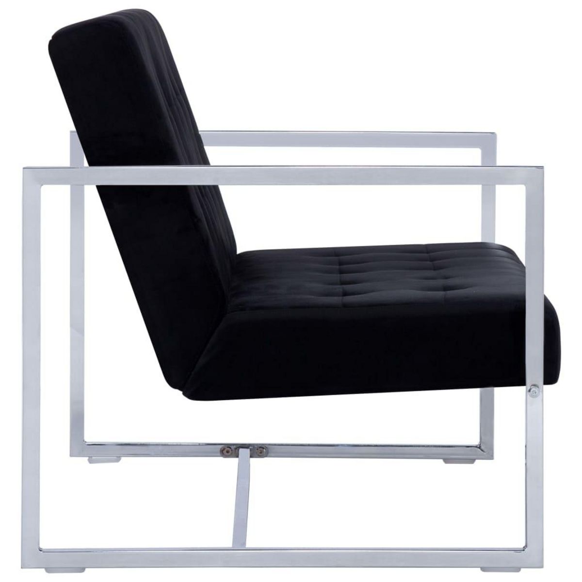 VIDAXL Canape 2 places avec accoudoirs Noir Chrome et velours