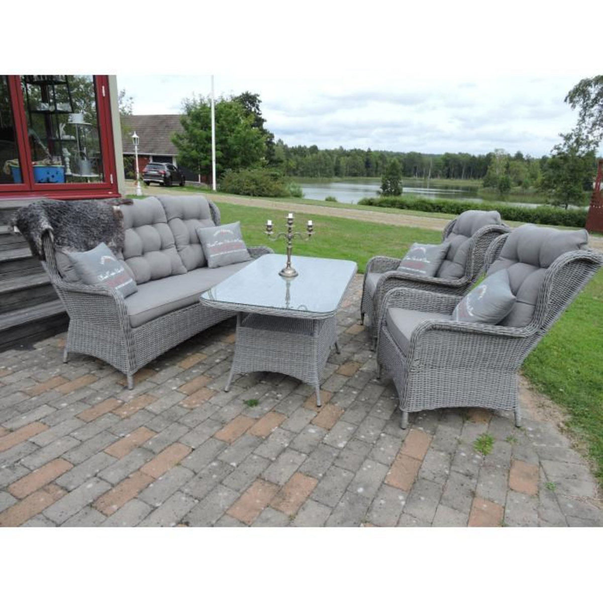 Paris Prix Salon de Jardin  Washington  176cm Gris