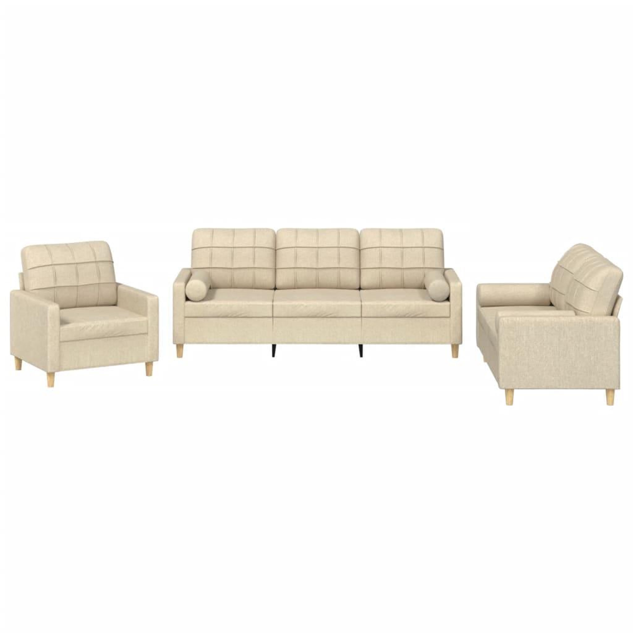 Voir la diapositive 2 : VIDAXL Ensemble de canapes 3 pcs avec coussins creme tissu