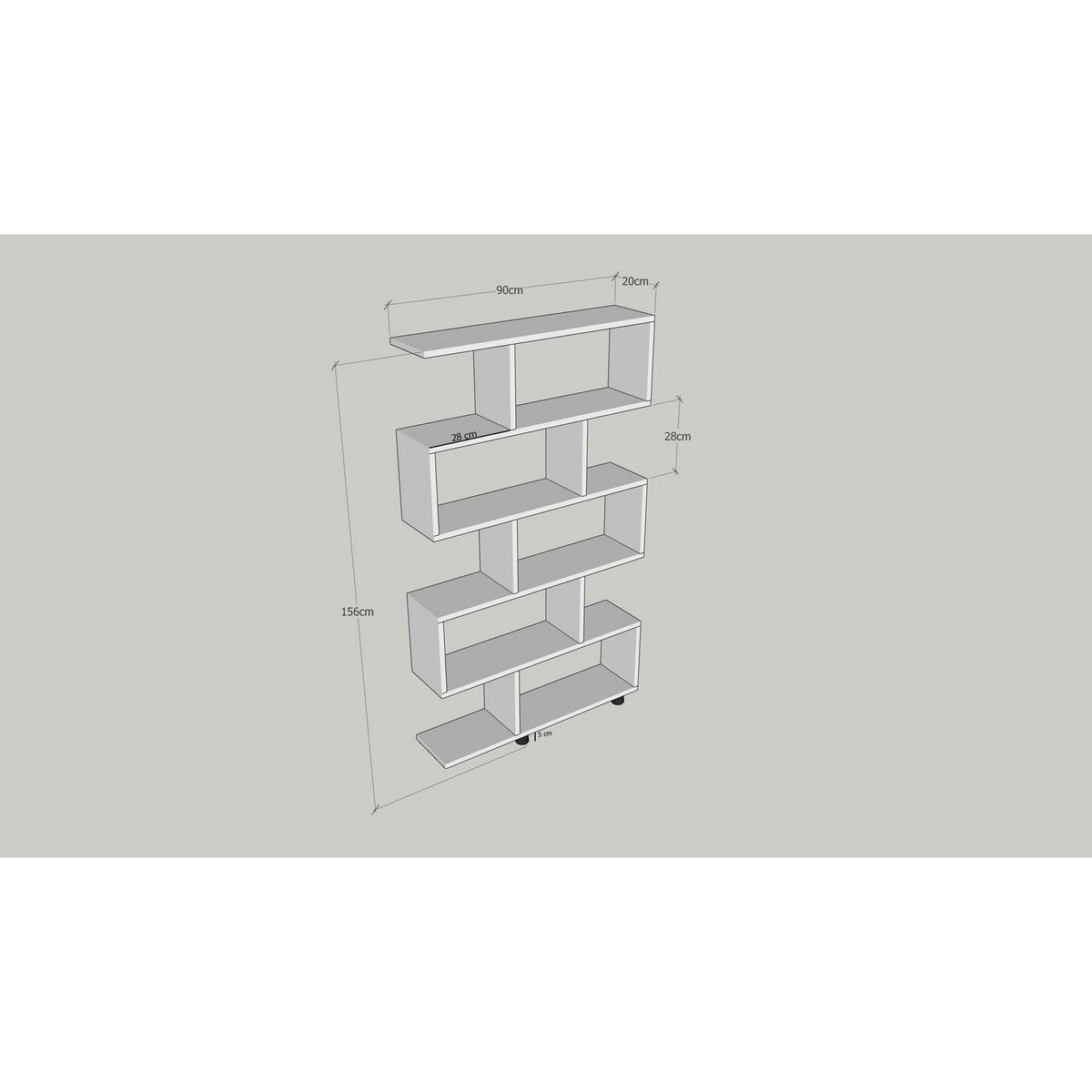 TOILINUX Bibliothèque 5 étages en panneaux de particules H.156 cm x L. 90 cm - Blanc