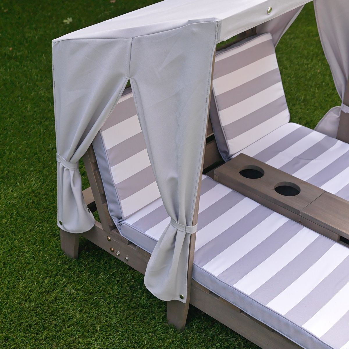 Kidkraft Bain de soleil double pour enfant avec porte gobelets - Gris