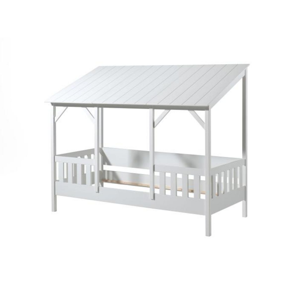Paris Prix Pack - Lit Cabane Enfant & Sommier  Housebed III  90x200cm Blanc