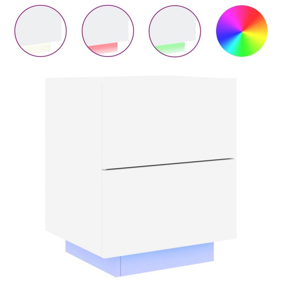 VIDAXL Armoire de chevet avec lumieres LED blanc bois d'ingenierie