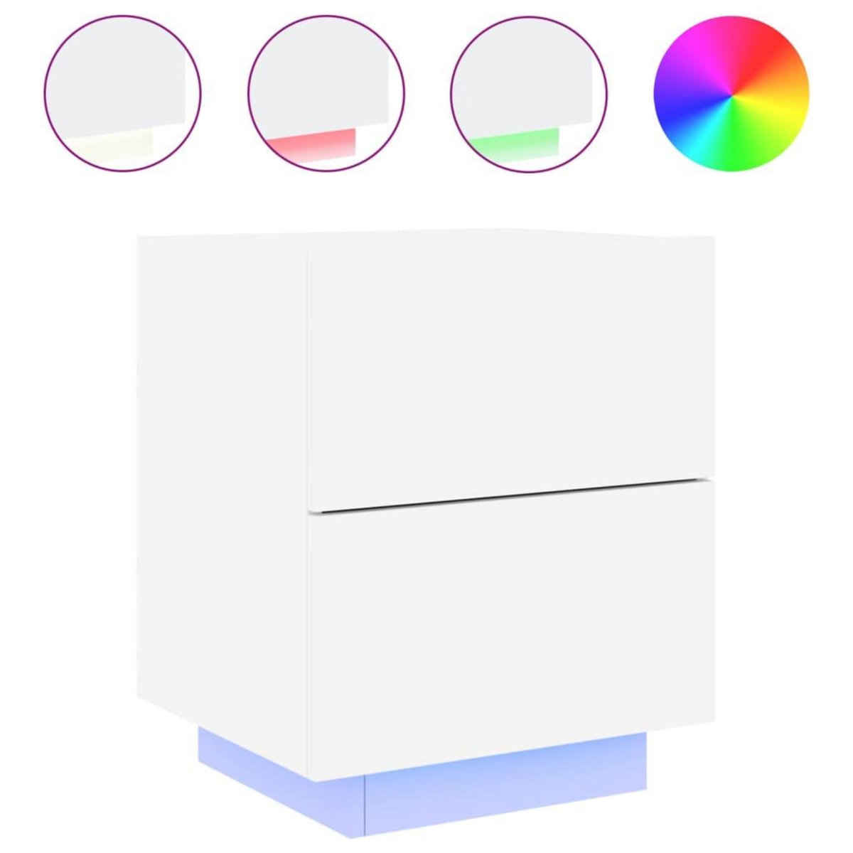 VIDAXL Armoire de chevet avec lumieres LED blanc bois d'ingenierie