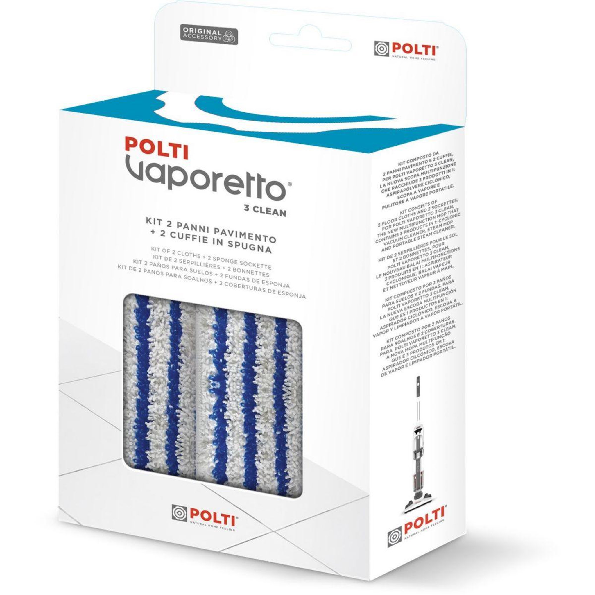 Voir la diapositive 2 : POLTI Nettoyant 2 serpillères + 2 bonnettes
