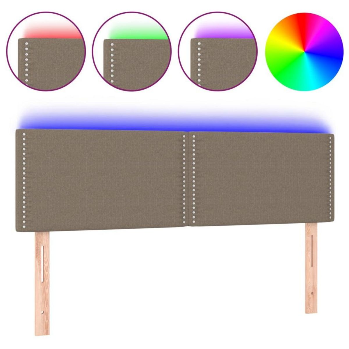 VIDAXL Tete de lit a LED Taupe 144x5x78/88 cm Tissu