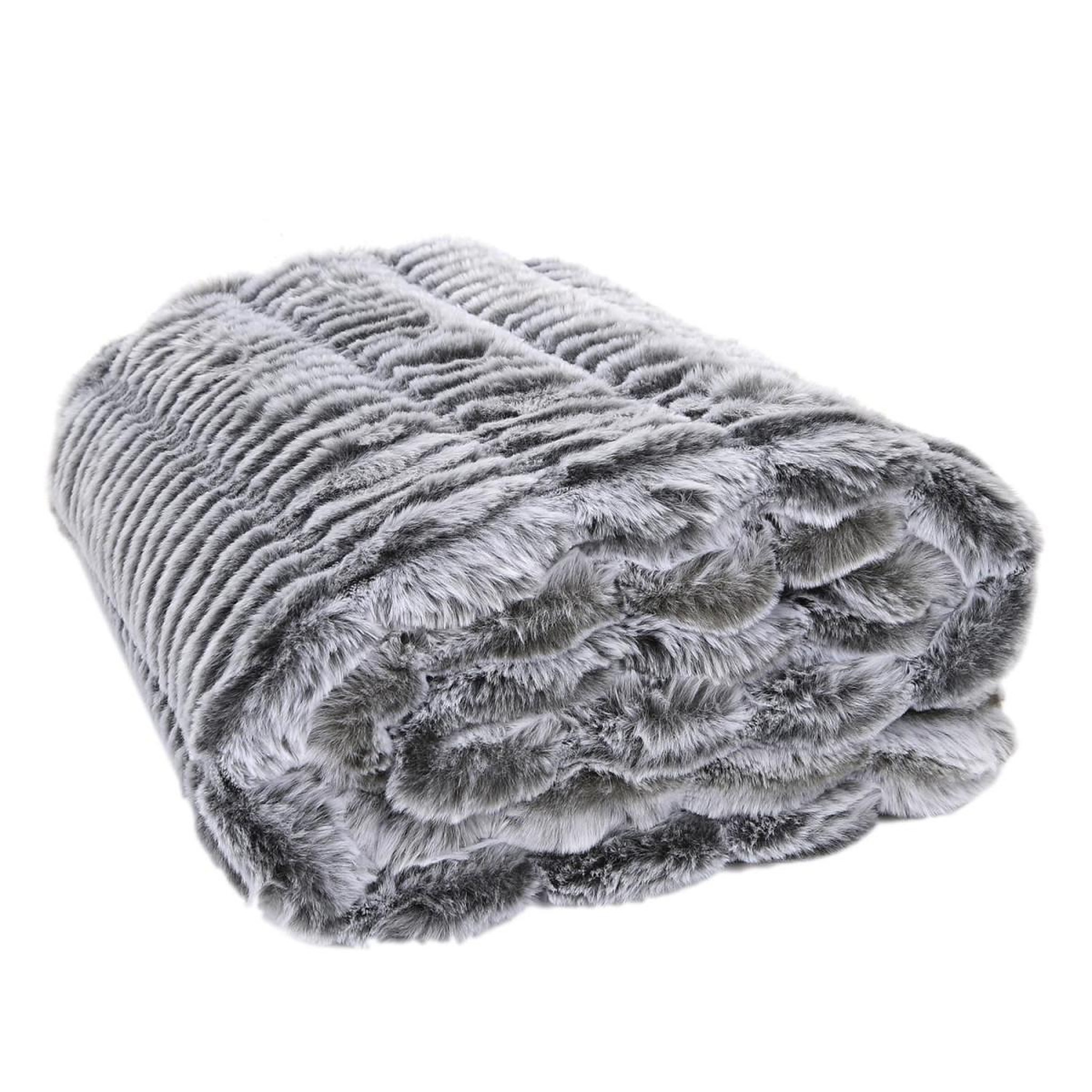 The Home Deco Factory Plaid imitation fourrure  opulence  120x150cm gris
