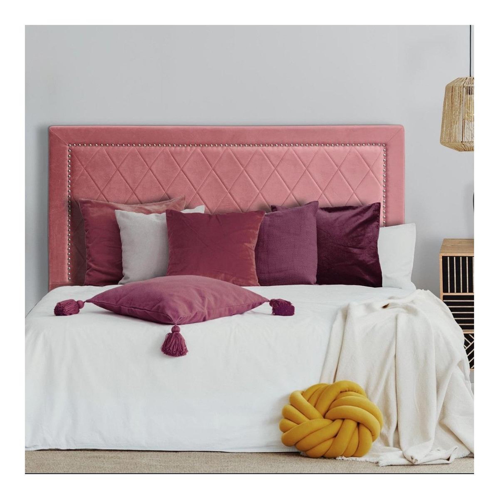 Voir la diapositive 2 : Paris Prix Tête de lit design en velours  sofia  140cm rose