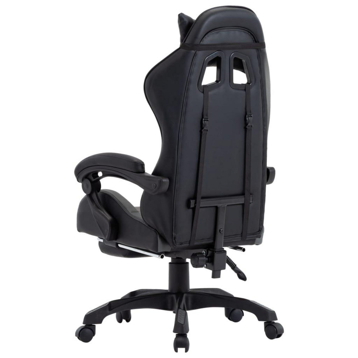 VIDAXL Fauteuil de jeux video avec repose-pied Gris et noir Similicuir