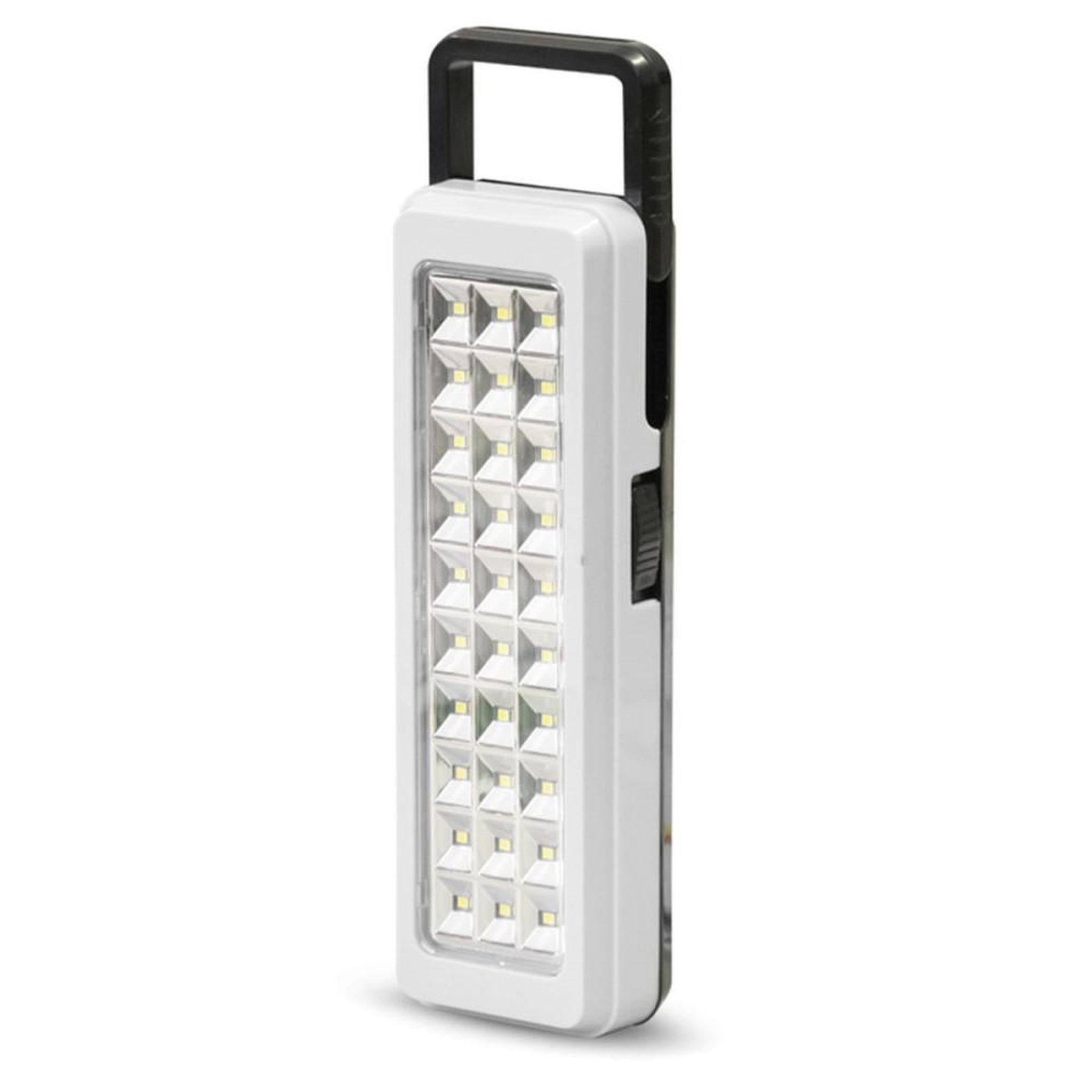 Lampe de secours rechargeable 30 LED anti-blackout, poignée rétractable, 2 modes de luminosité