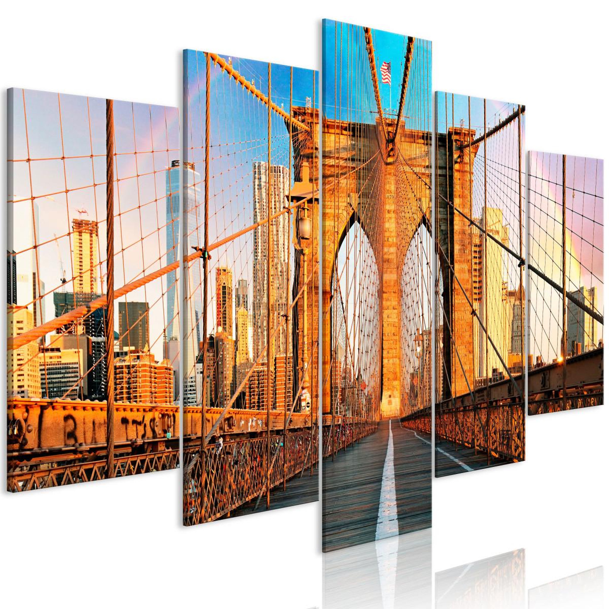 Paris Prix Tableau 5 panneaux  bridge to happiness wide. Coloris disponibles : Multicolore