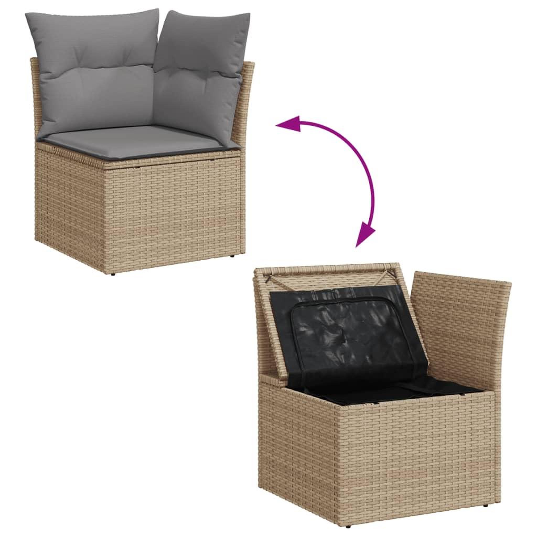 Voir la diapositive 4 : VIDAXL Salon de jardin avec coussins 5pcs melange beige resine tressee