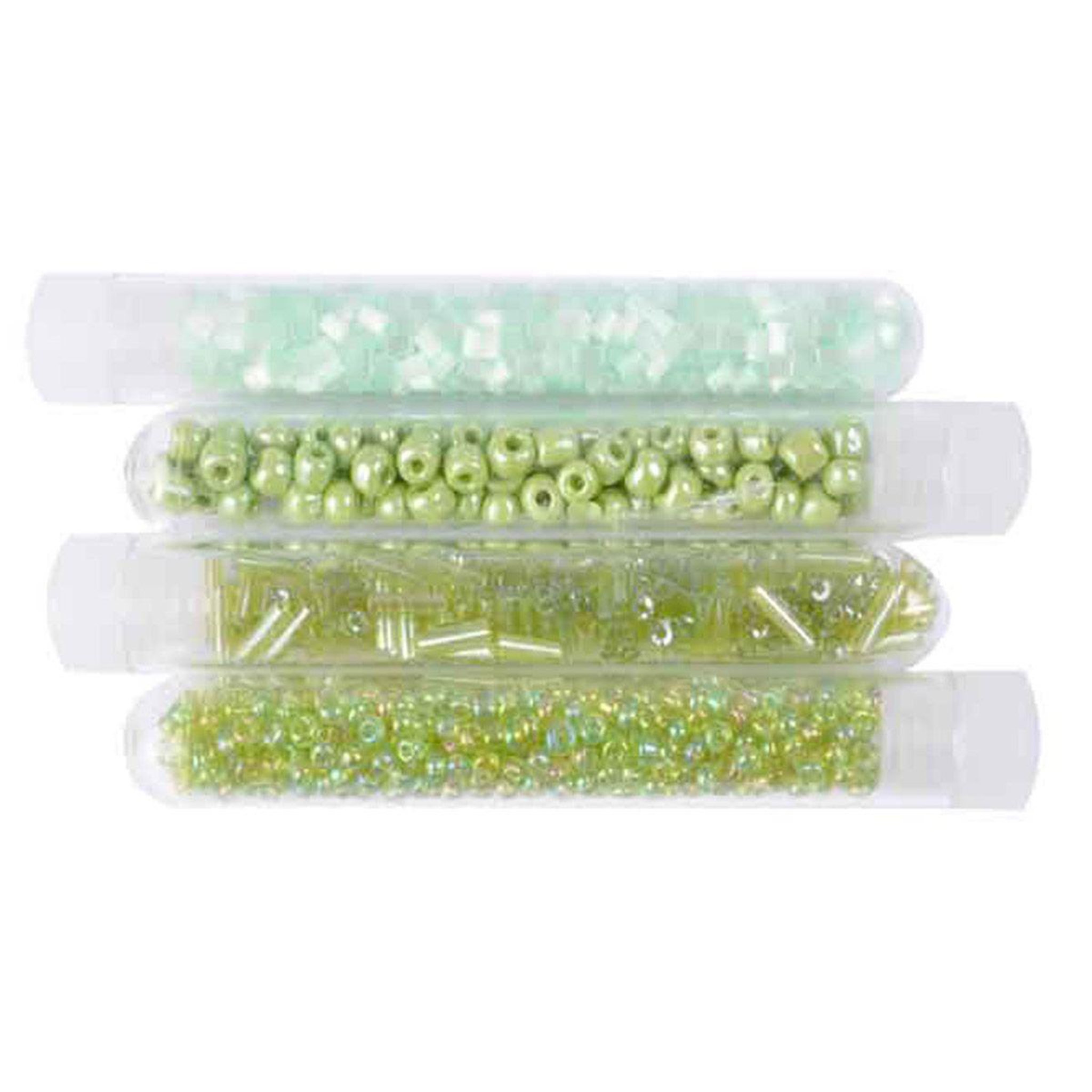 Voir la diapositive 1 : HOMEA Lot de 4 Tubes pour Bijoux  Perles de Rocailles  Vert