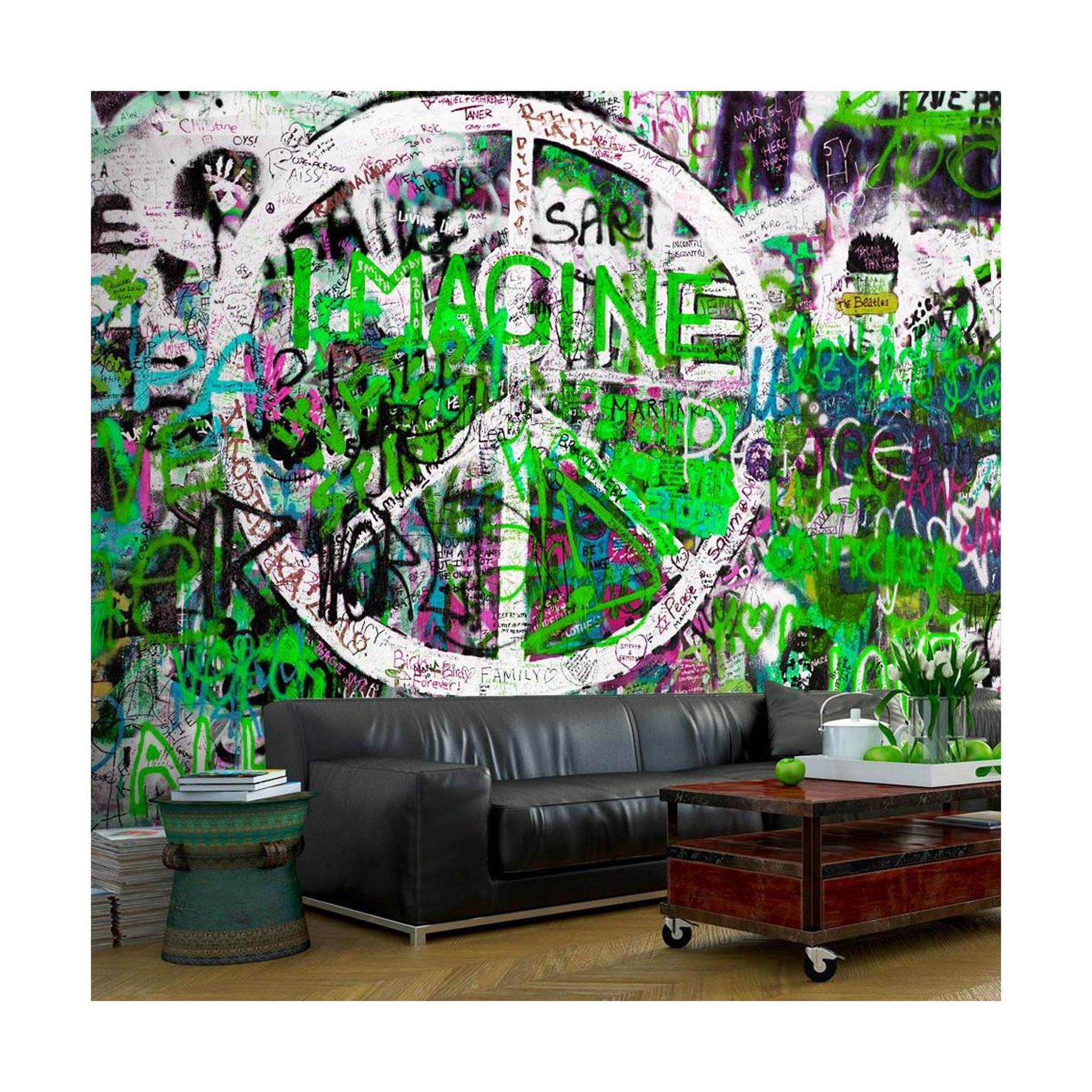 Voir la diapositive 1 : Paris Prix Papier Peint  Green Graffiti