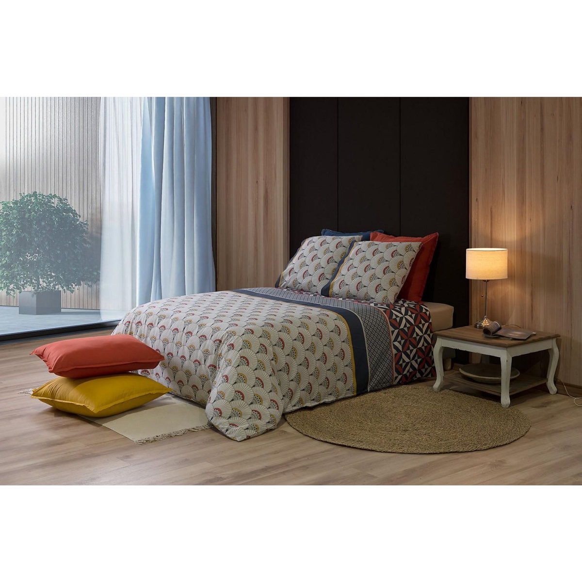 ATELIER DU COTON Parure housse de couette 100% coton 57fils panka